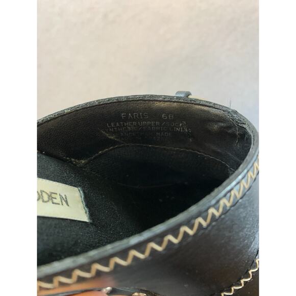 VTG 00s Steve Madden Women Y2K Wooden Platform Clogs Sz 6 Black Leather Studded - Picture 15 of 16